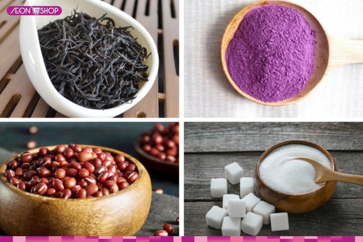 Nguyên liệu nấu trà sữa khoai môn đậu đỏ