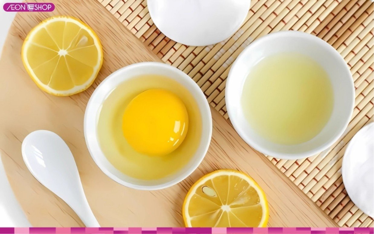 làm trắng da mặt tại nhà với lòng trắng trứng, mật ong, chanh