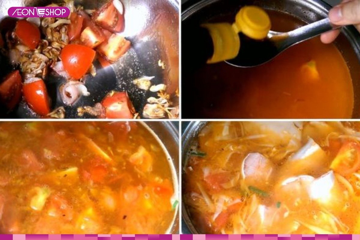nấu nước lẩu cá hồi măng chua