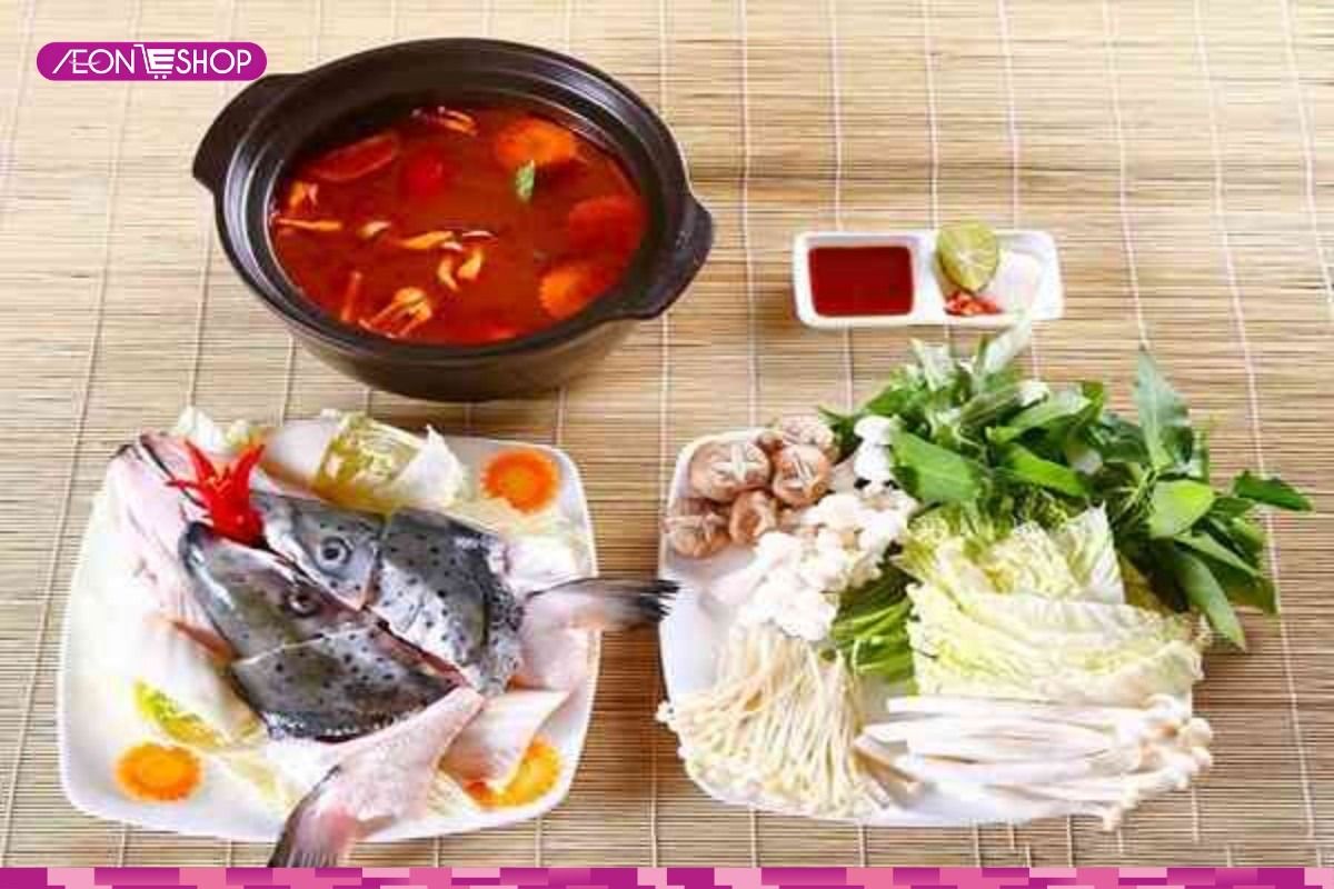 nguyên liệu nấu lẩu cá hồi chua cay