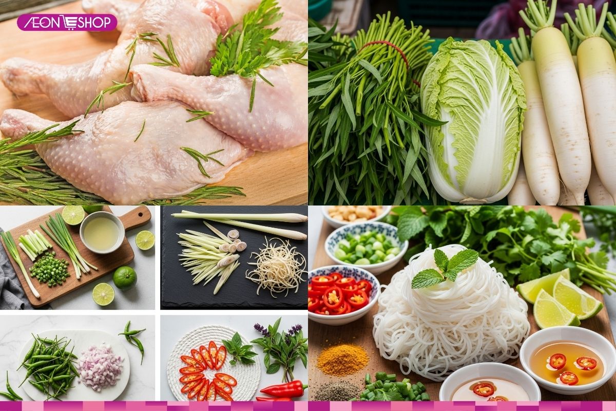 Nguyên liệu nấu lẩu gà chanh ớt