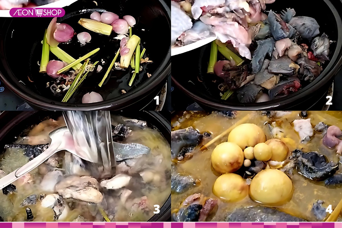 Nấu nước lẩu gà đen