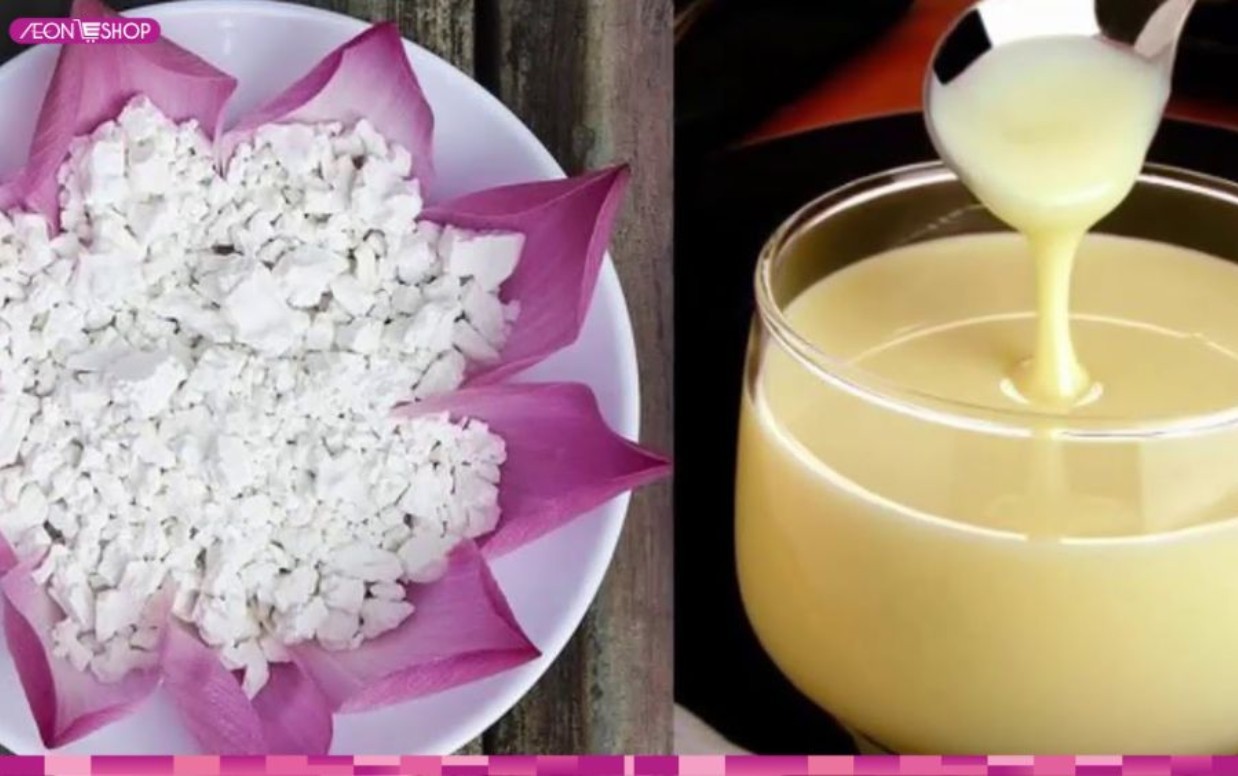 uống bột sắn dây cùng với sữa đặc