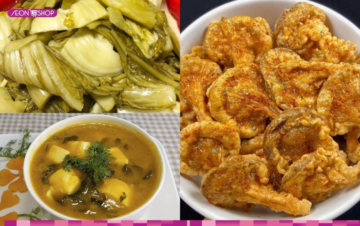 bắp cải hầm chay, súp rong biển, đậu phụ