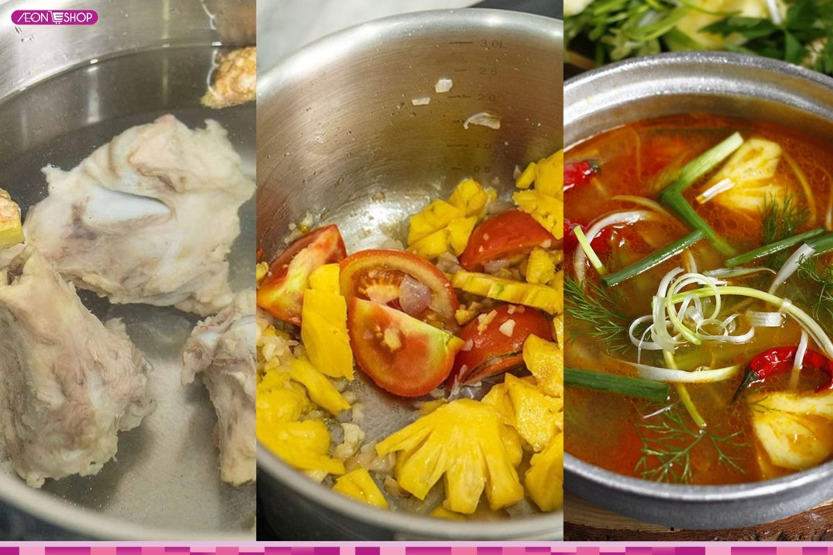 Các bước nấu nước dùng lẩu cá bớp măng chua