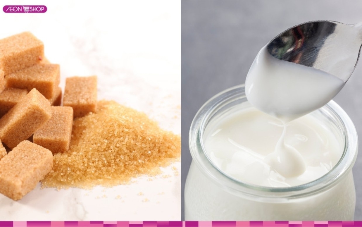 Công thức tẩy tế bào chết da mặt từ đường nâu và sữa chua không đường