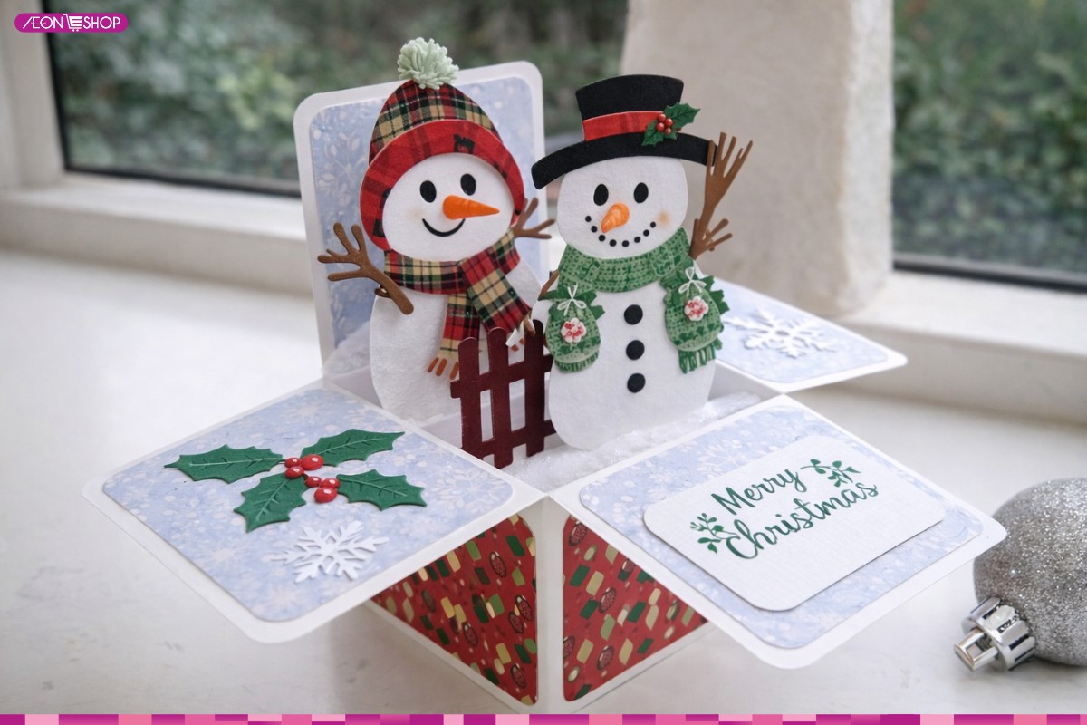 Mẫu thiệp Giáng sinh hộp quà Noel