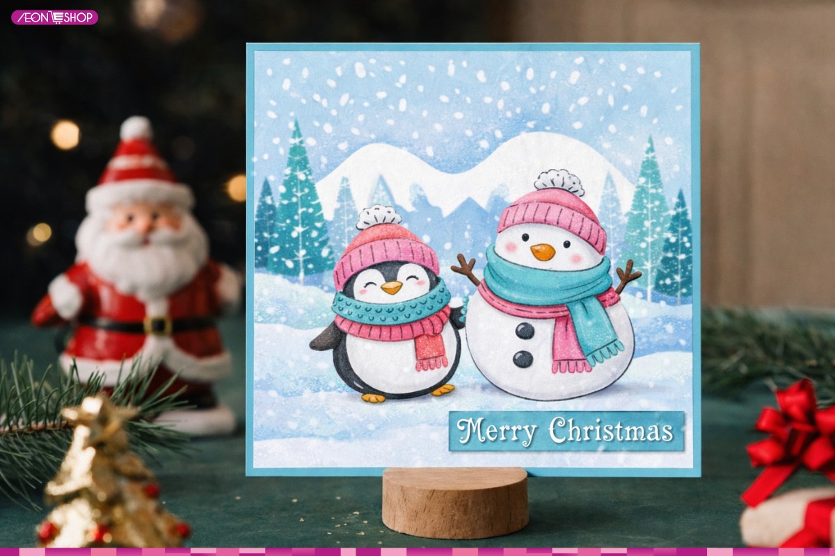 Mẫu thiệp Giáng sinh người tuyết
