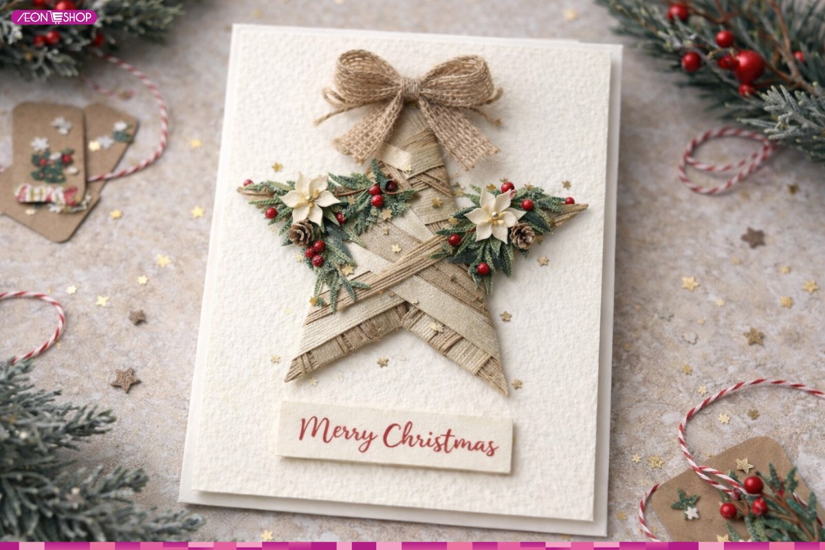 Mẫu thiệp Giáng Sinh hình ngôi sao