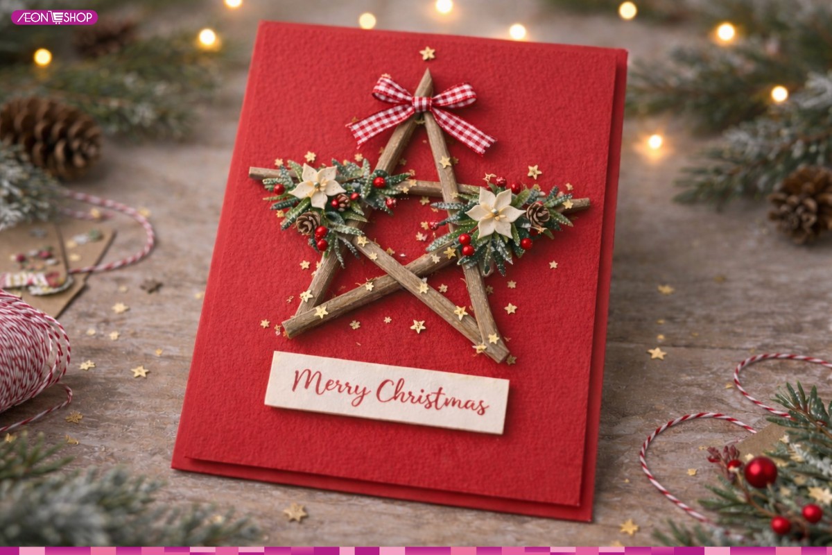Mẫu thiệp Giáng Sinh hình ngôi sao