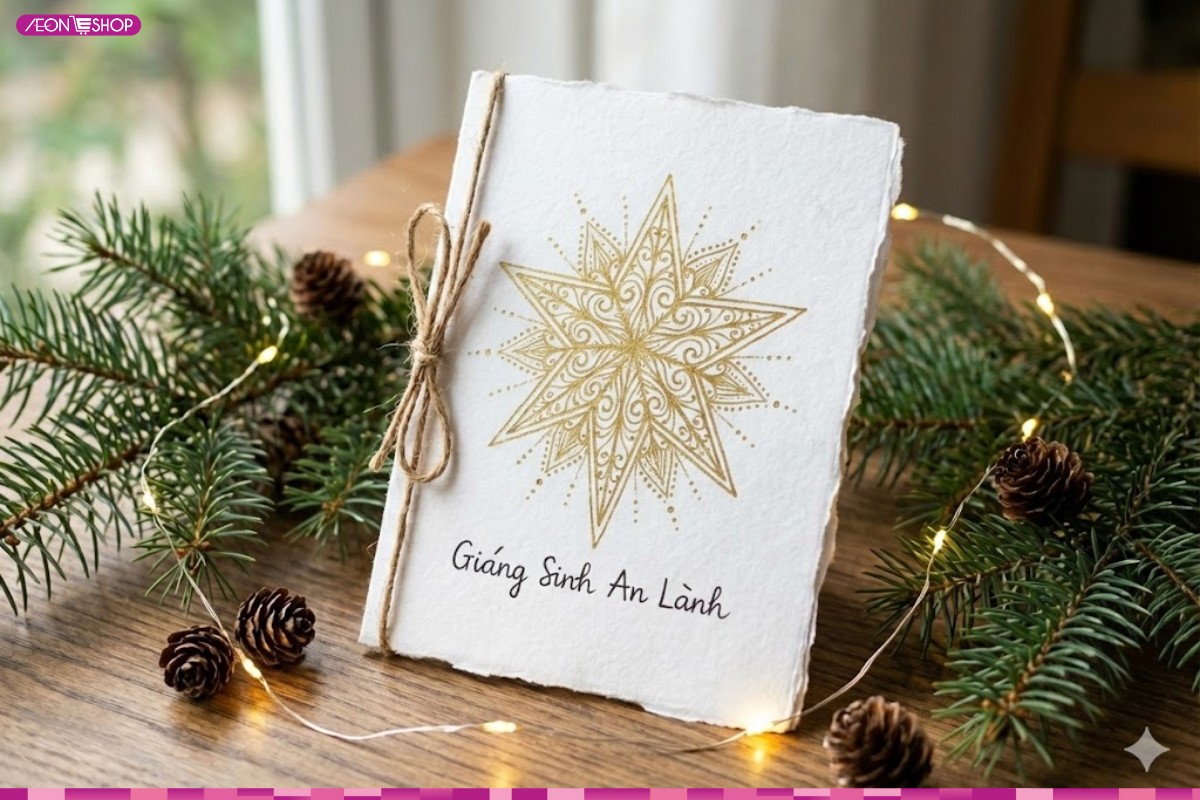 Mẫu thiệp Giáng Sinh hình ngôi sao