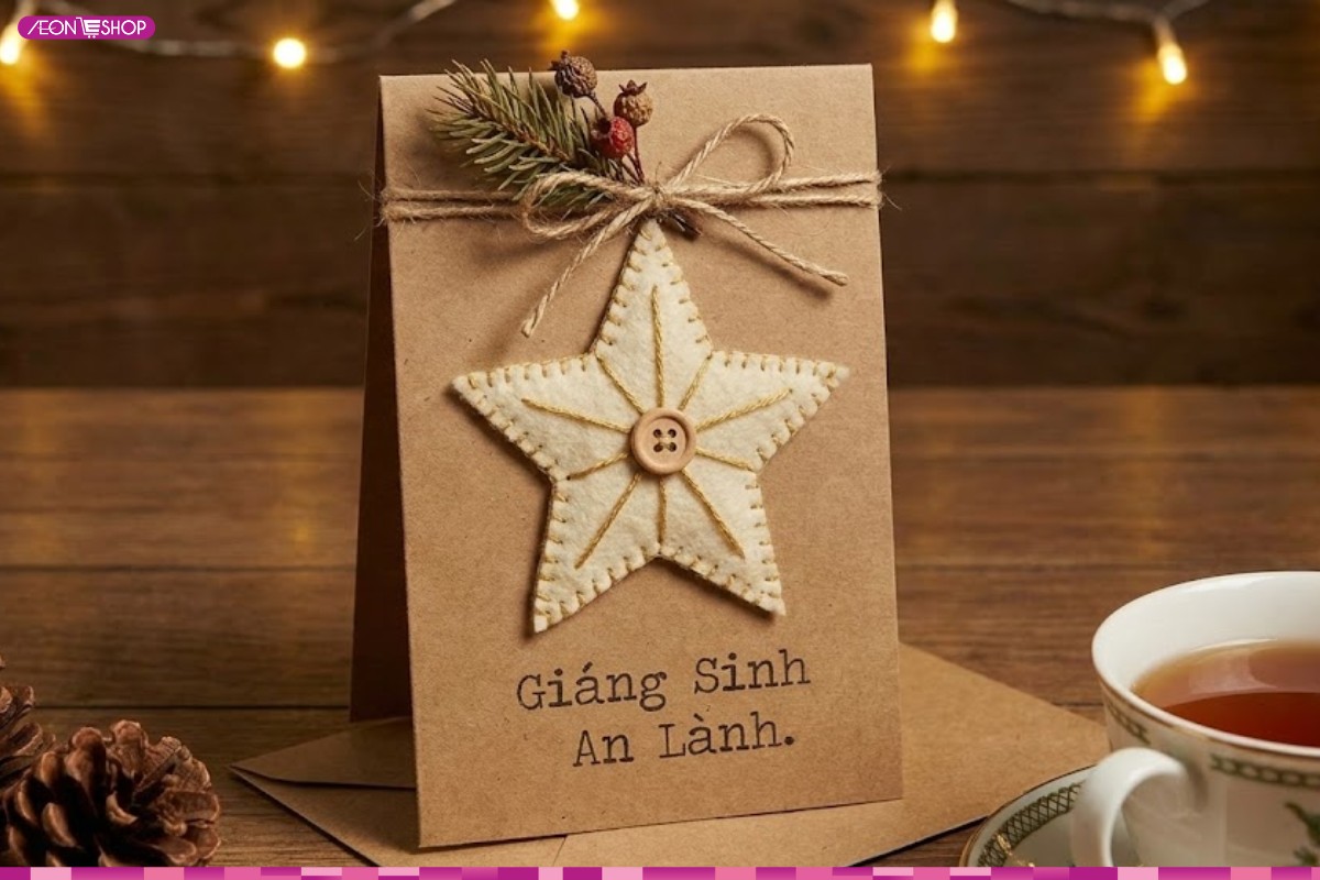 Mẫu thiệp Giáng Sinh hình ngôi sao