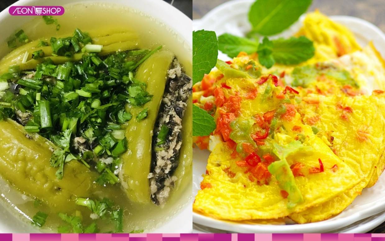 Khổ qua nhồi thịt và trứng chiên