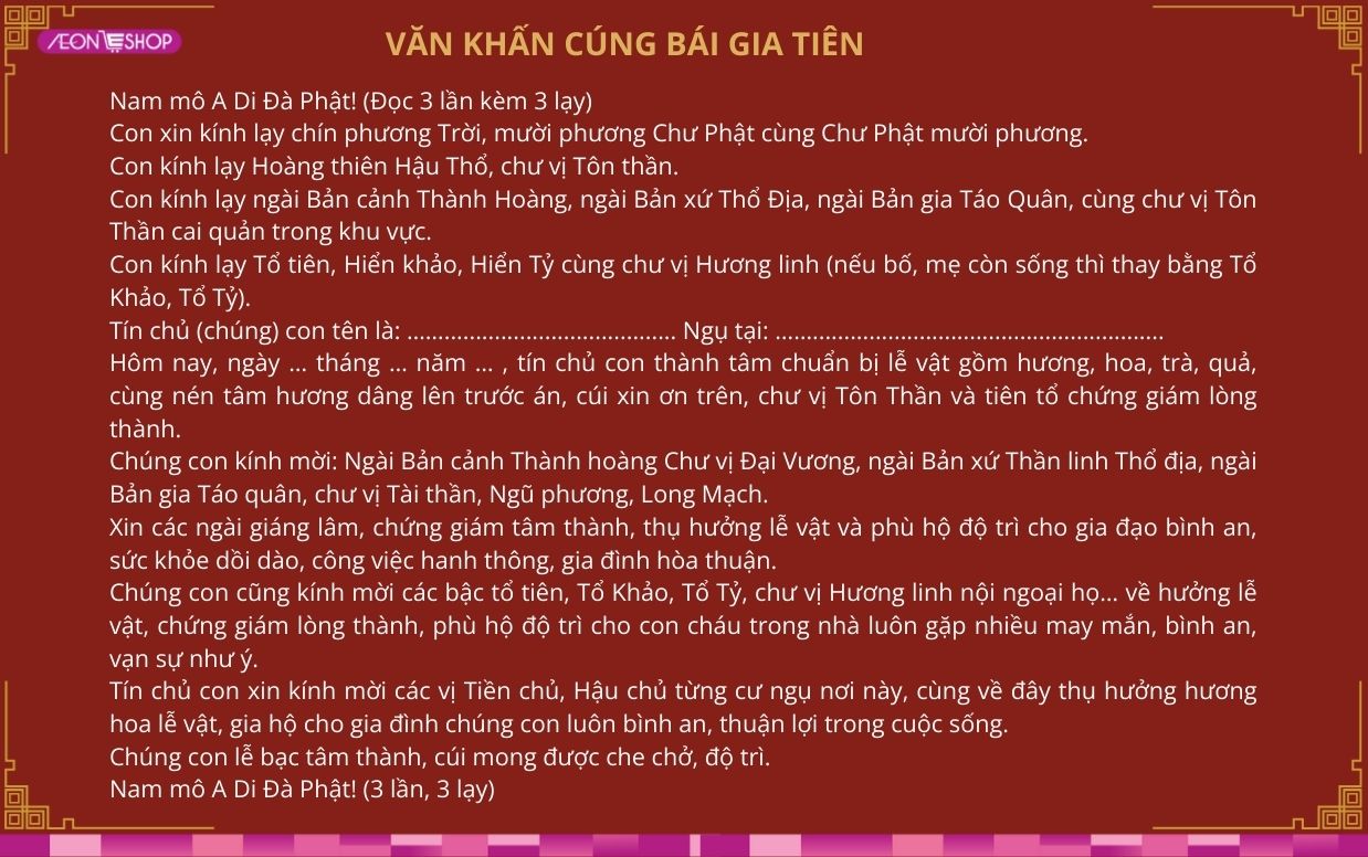 Văn khấn cúng bái gia tiên