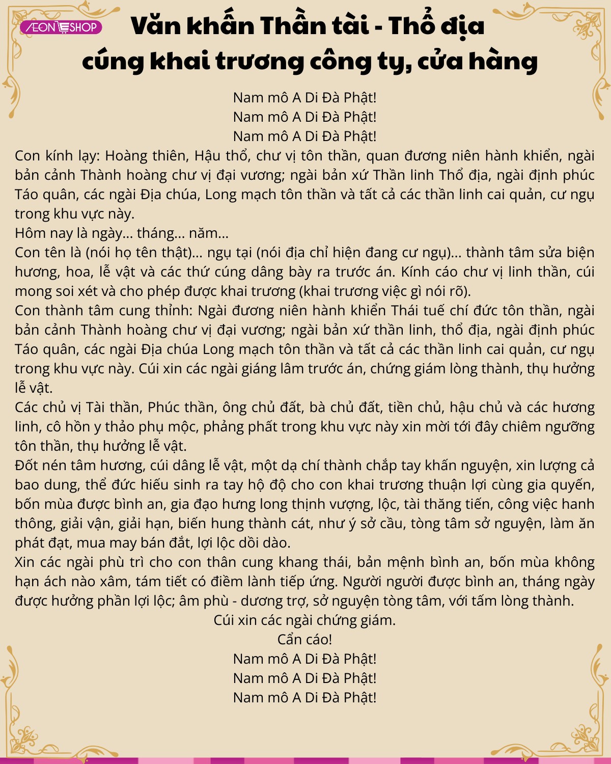 Văn khấn thần tài, thổ địa cúng khai trương công ty, cửa hàng