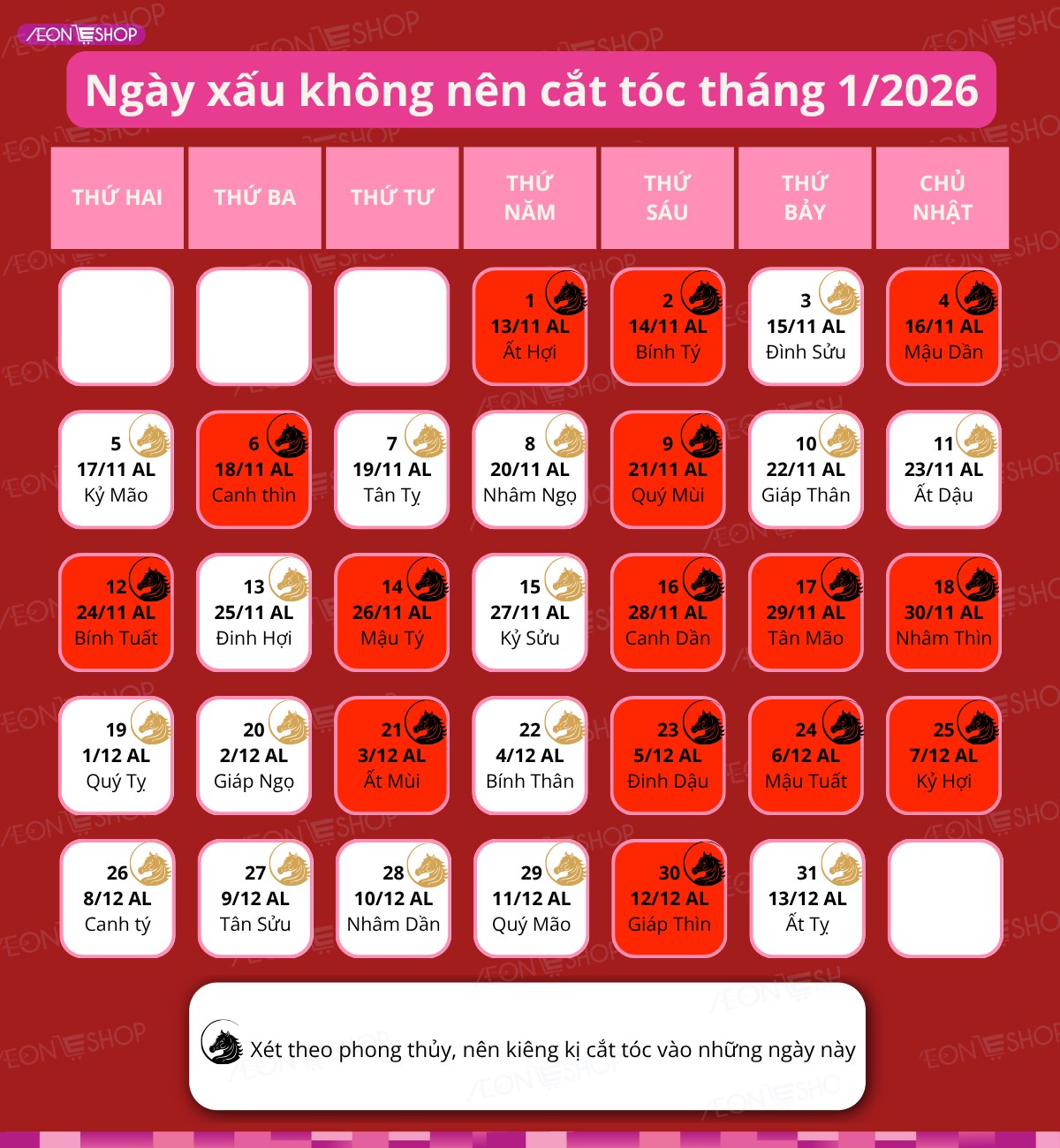 Những ngày xấu không nên cắt tóc tháng 1 năm 2026