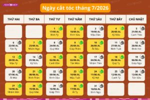 Lịch cắt tóc tháng 7 năm 2026 ngày đẹp, mang lại may mắn