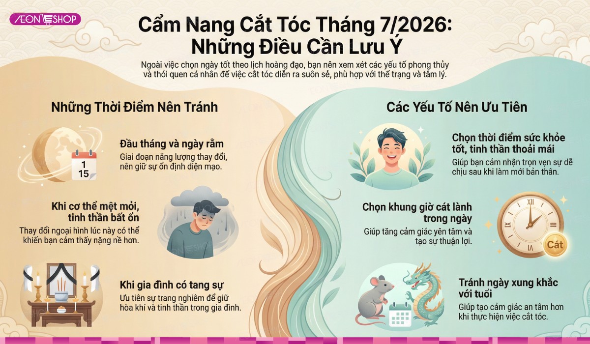 Một số lưu ý quan trọng khi xem lịch cắt tóc tháng 7/2026