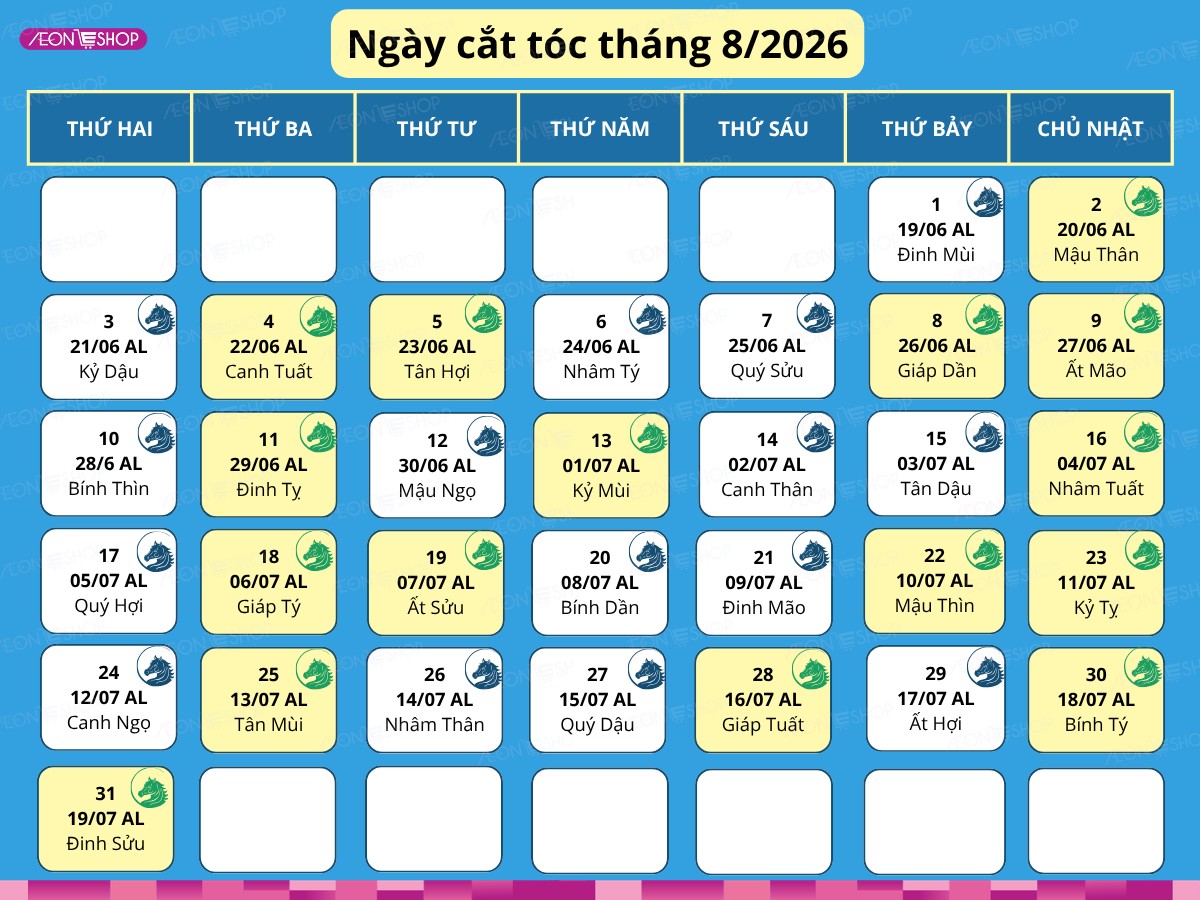 Lịch cắt tóc tháng 8 năm 2026: Hút nhiều tài lộc, vận may