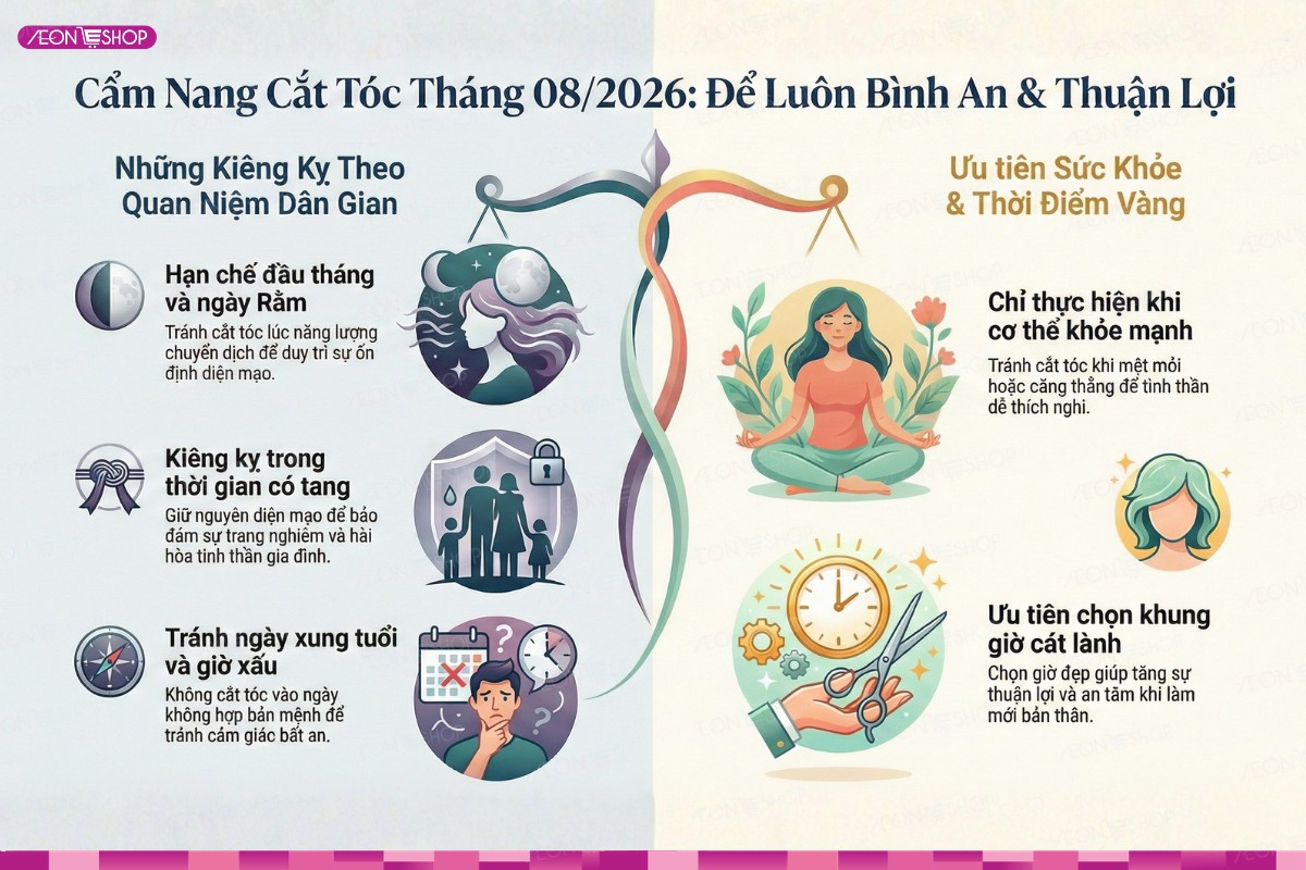 Gợi ý các lưu ý quan trọng khi cắt tóc trong tháng 8/2026