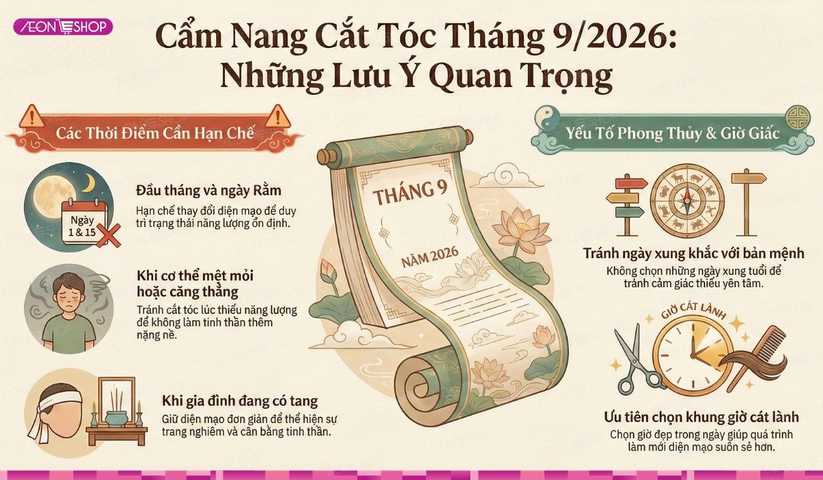 Tổng hợp các lưu ý khi cắt tóc trong tháng 9 năm 2026 theo phong thủy
