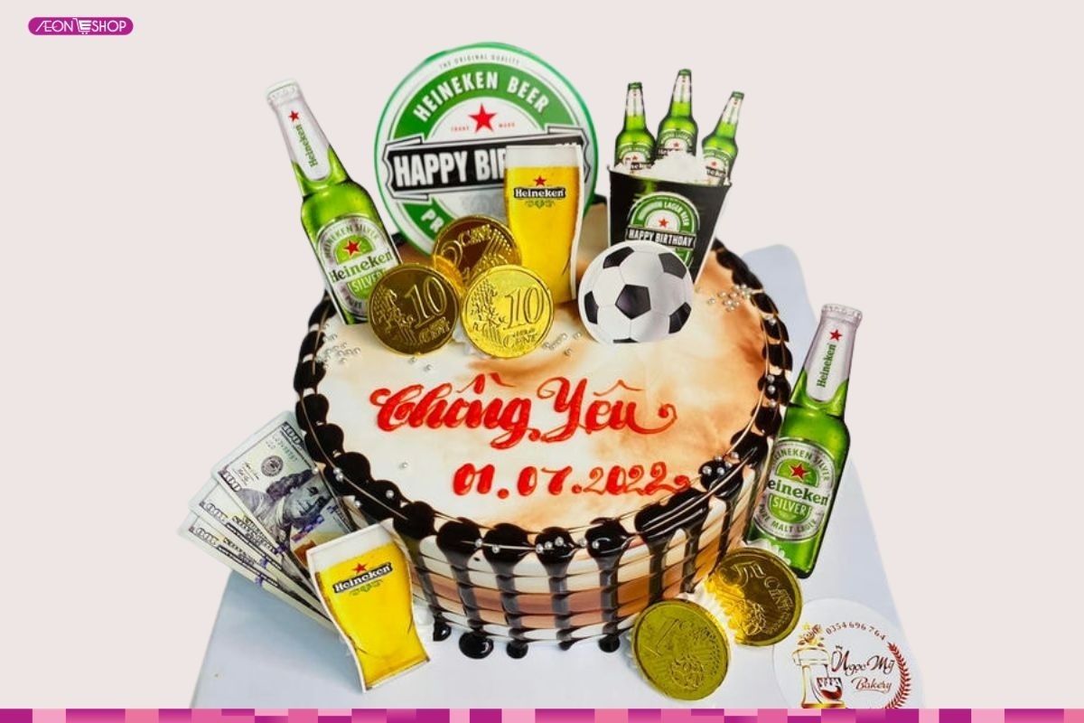 Mẫu bánh kem tặng chồng trang trí theo sở thích