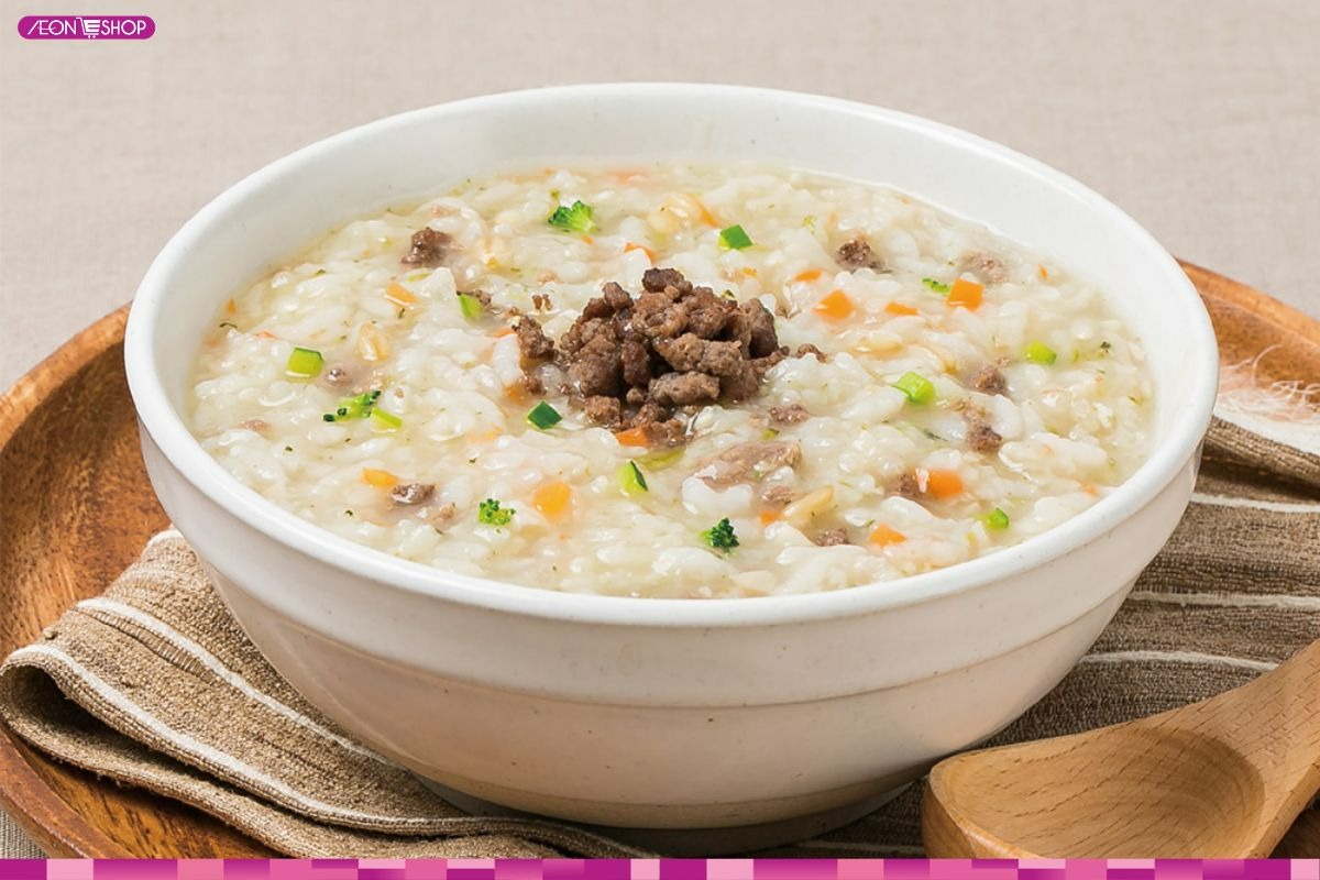 Cháo thịt bò rau củ bắt mắt cho cả nhà
