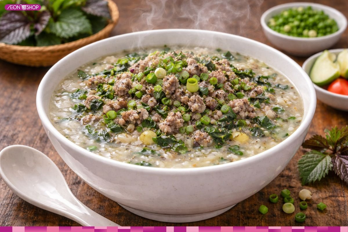 Món cháo thịt bò tía tô cho người bị ốm