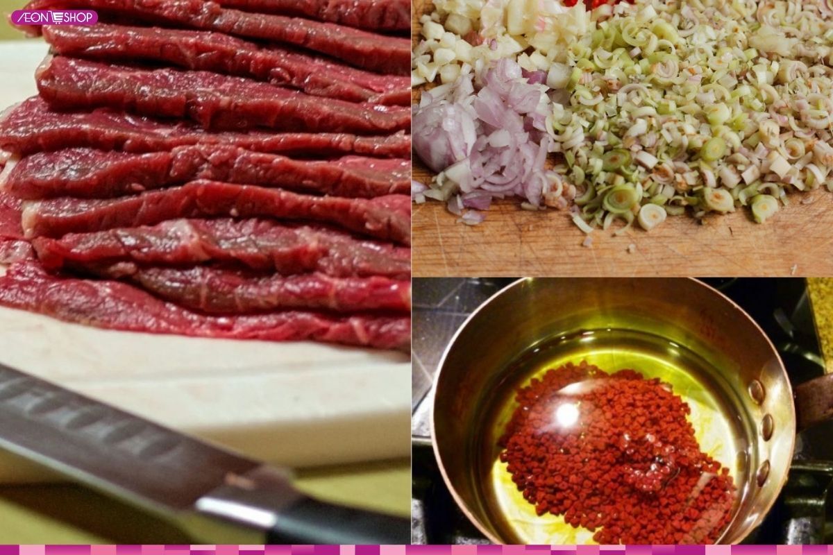 Sơ chế nguyên liệu làm món thịt bò nướng
