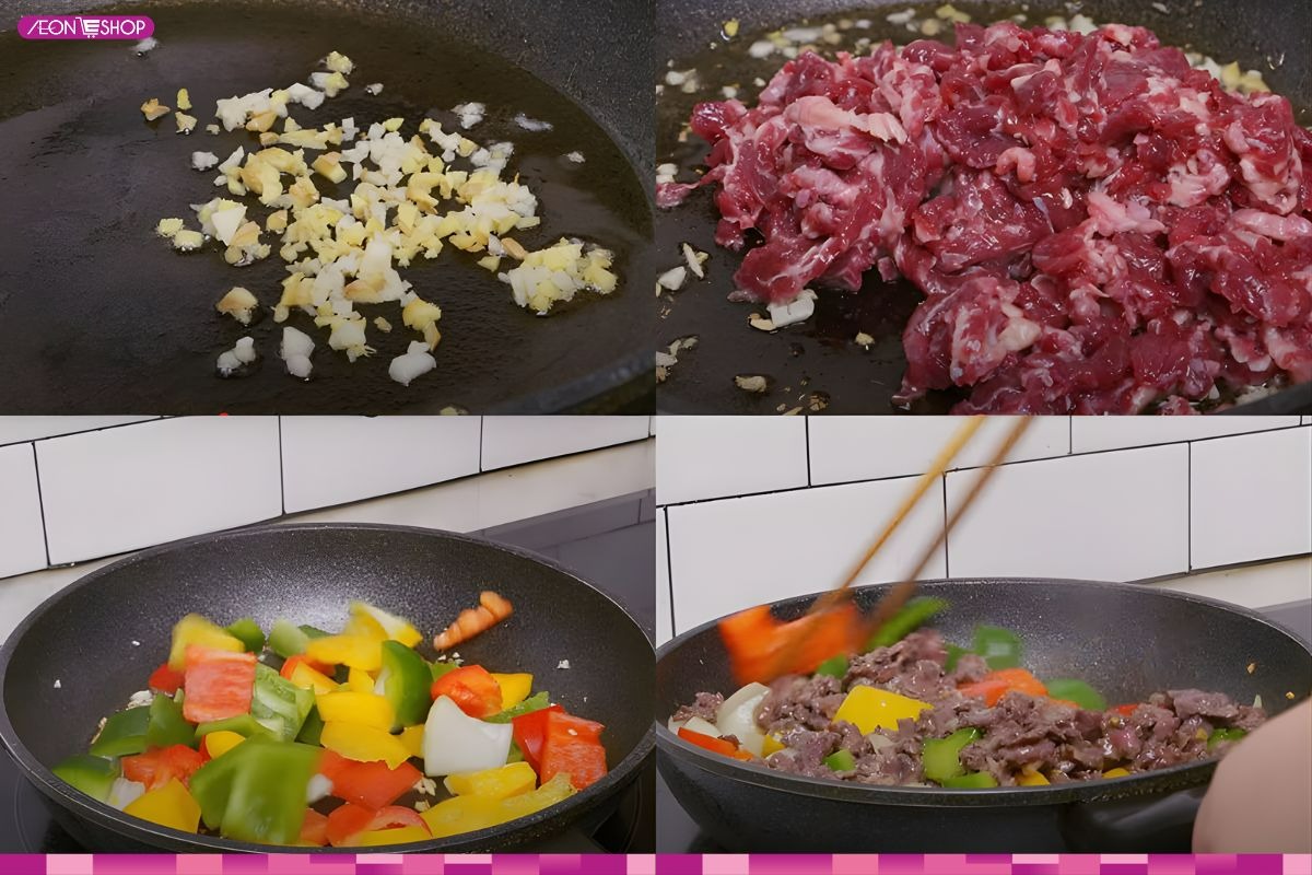 Xào thịt bò cùng với ớt chuông