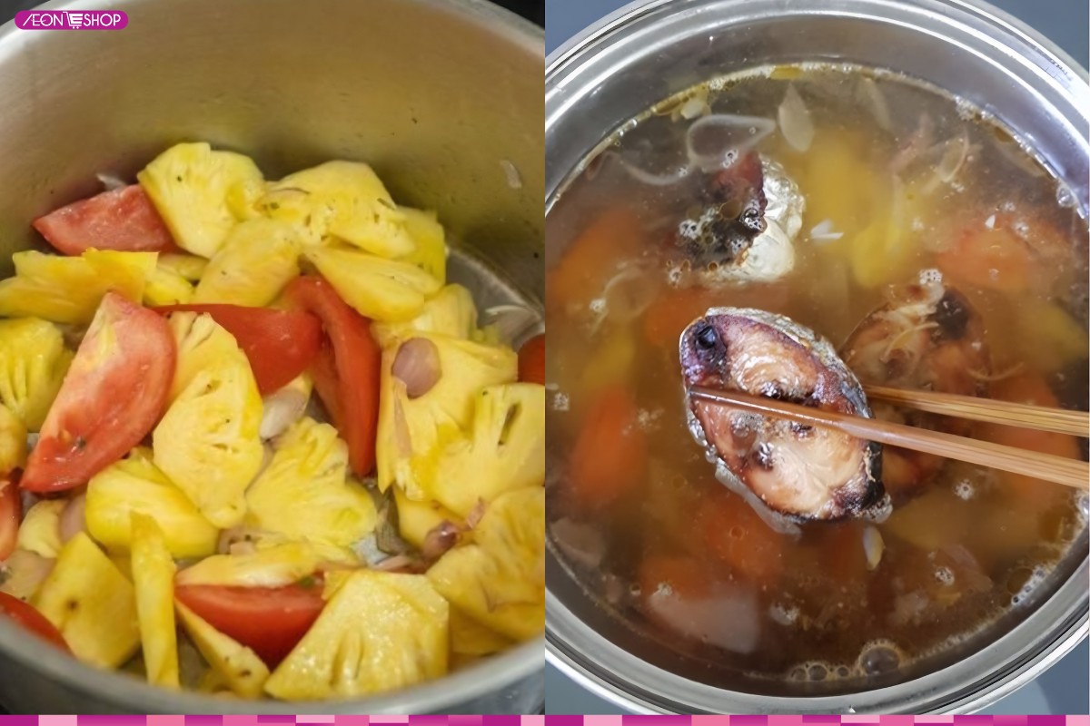 Đun nước lèo lửa nhỏ 10 - 15 phút để cá chín mềm và thấm gia vị