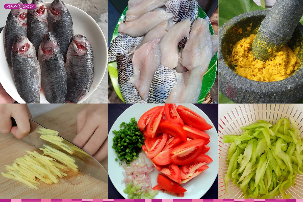 Sơ chế nguyên liệu làm bún cá rô đồng