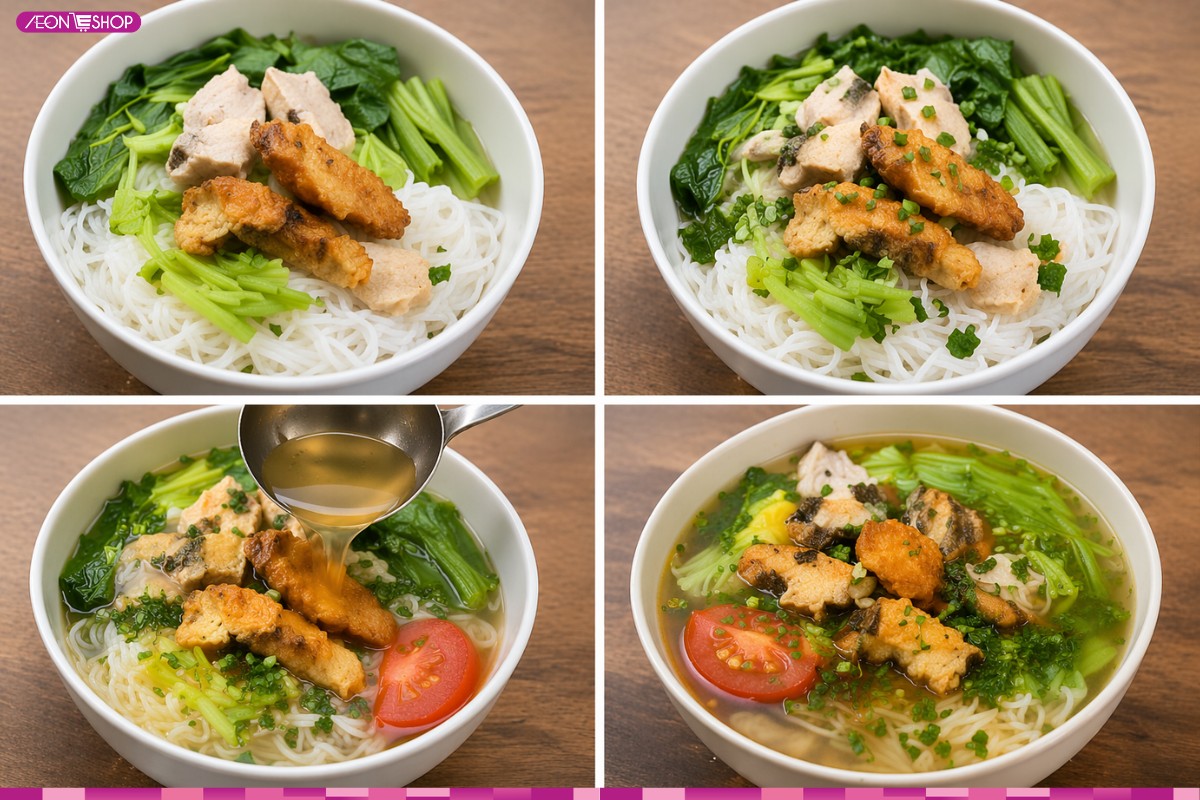 Trình bày tô bún cá rô đồng thật đẹp mắt và thưởng thức