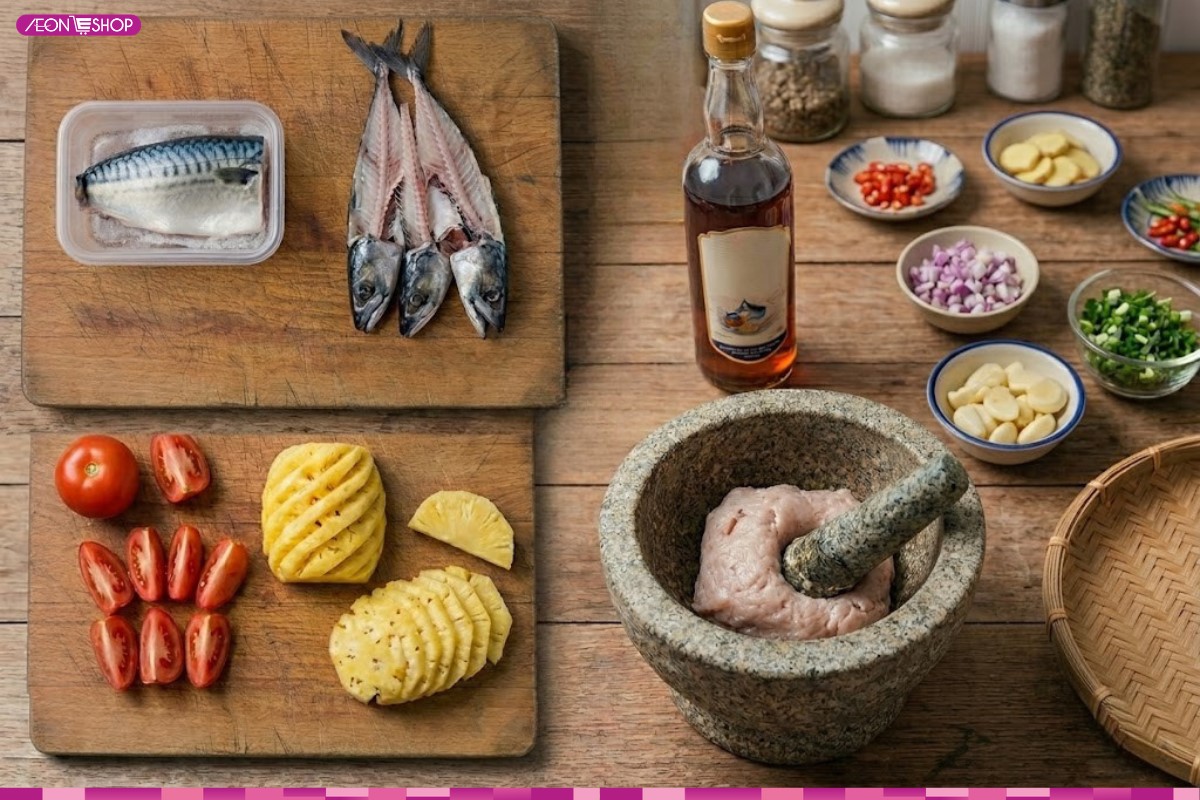 Hướng dẫn làm chả cá và sơ chế cà chua, thơm