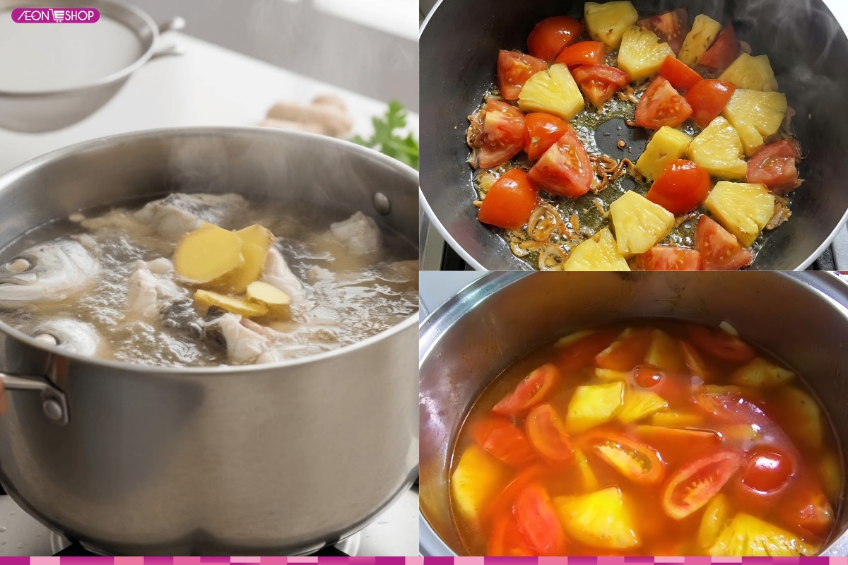 Ninh xương cá và nấu nước dùng