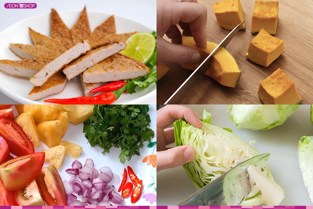 Sơ chế chả cá và các loại rau quả