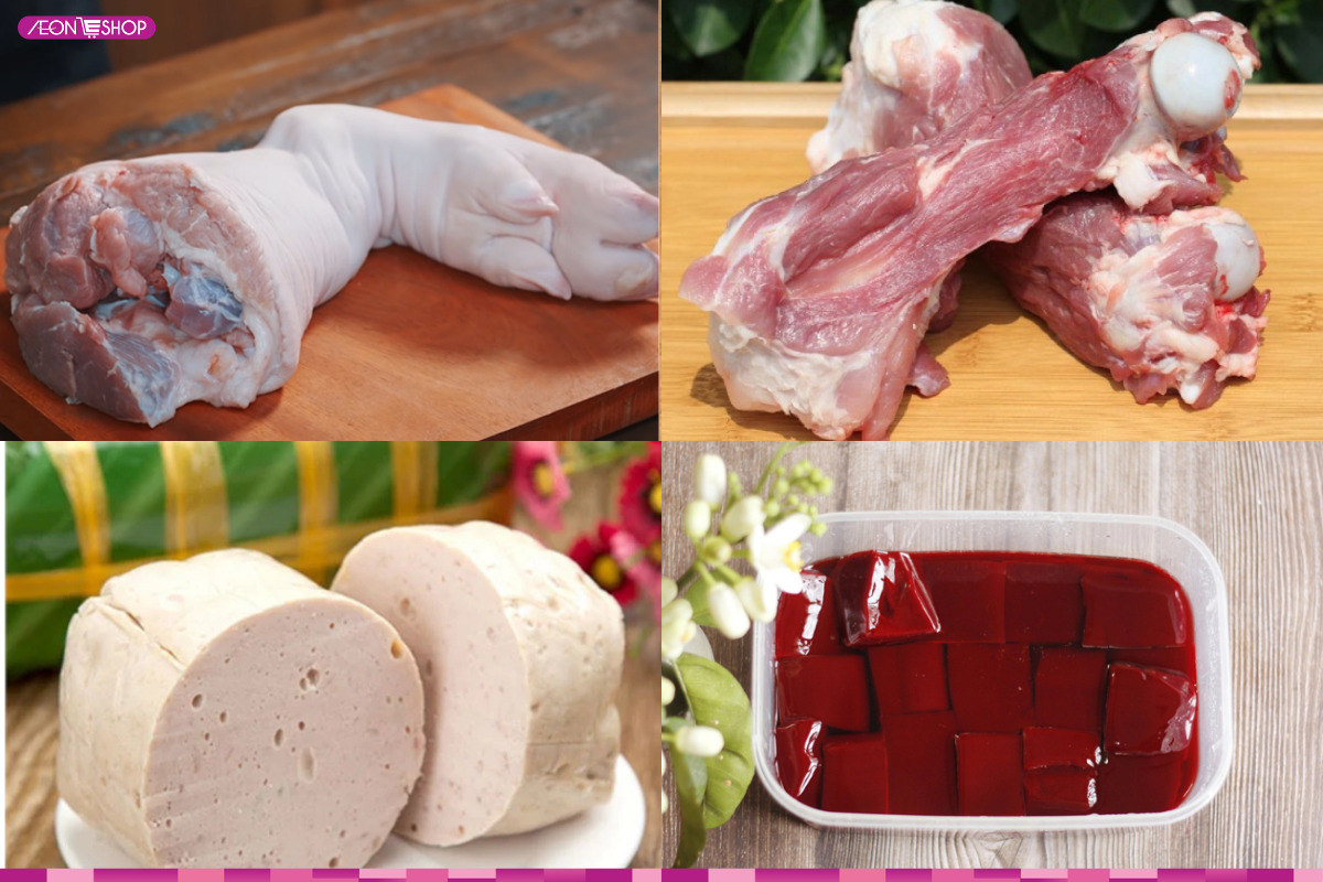 Các nguyên liệu nấu bún giò heo