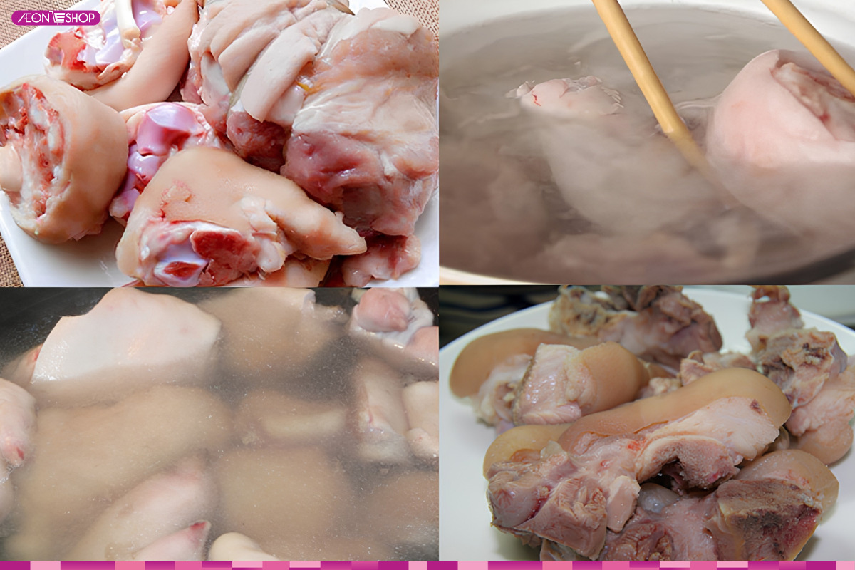 Sơ chế và chần giò heo