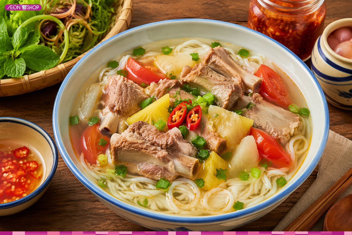 Cách làm bún sườn chua ngon, nước dùng ngọt thanh ăn là ghiền