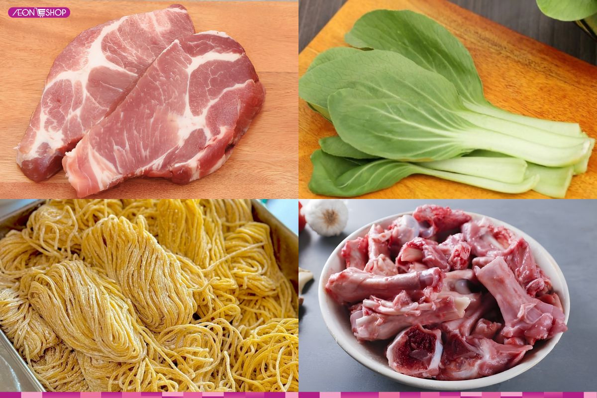 Nguyên liệu làm món mì xá xíu khô