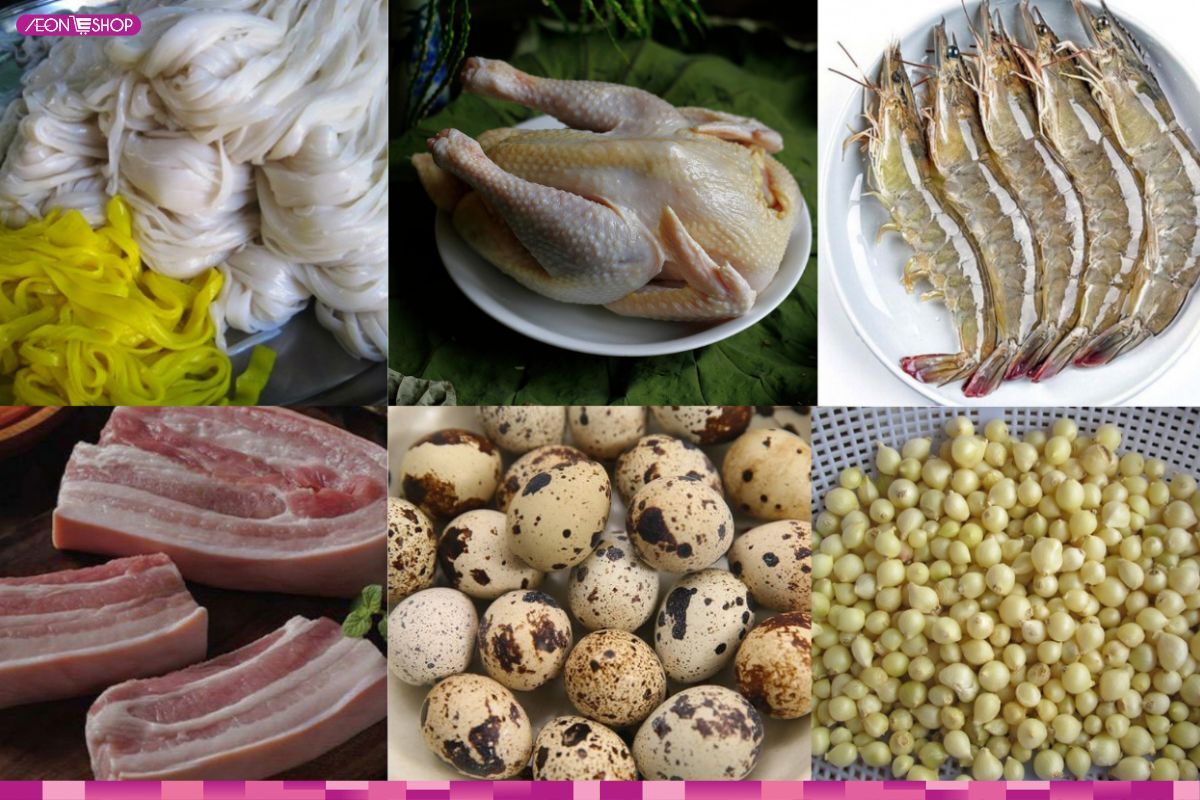 Nguyên liệu làm món mì Quảng