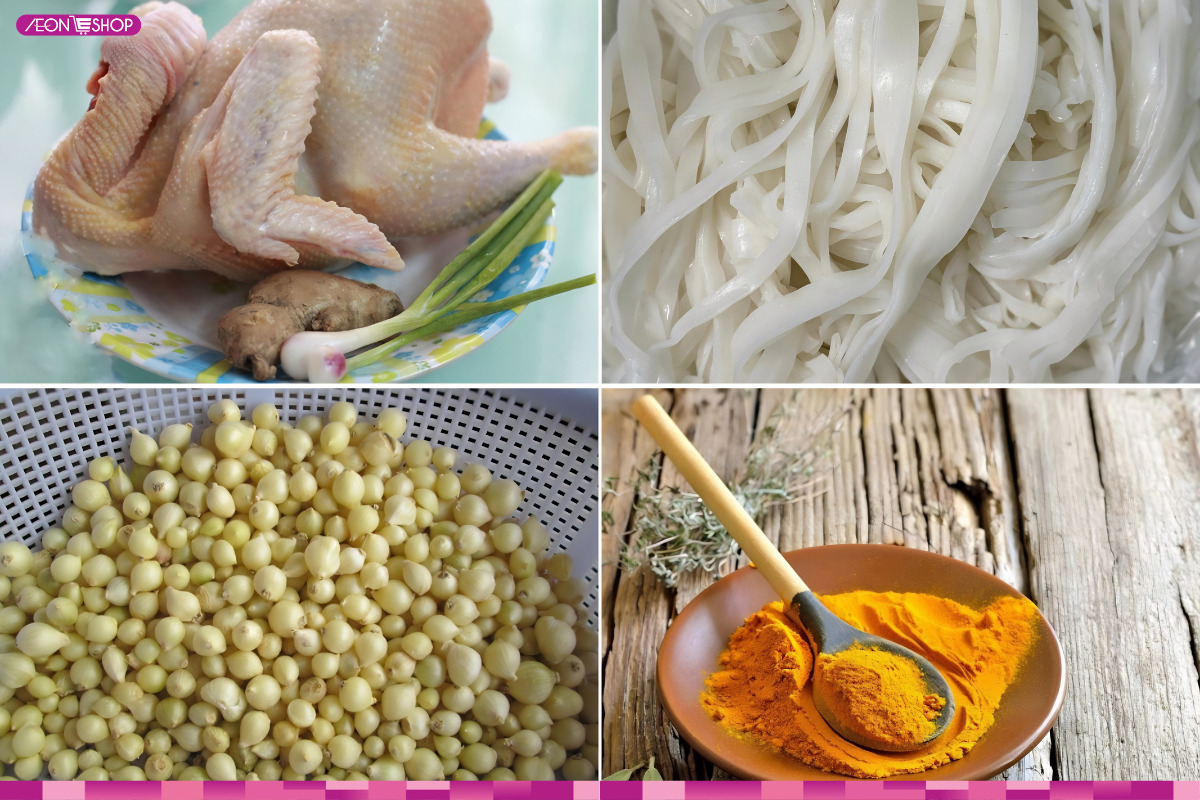 Nguyên liệu làm món mì Quảng gà