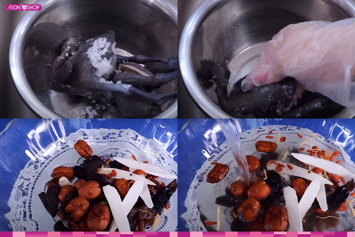 Sơ chế gà ác và các loại thuốc bắc