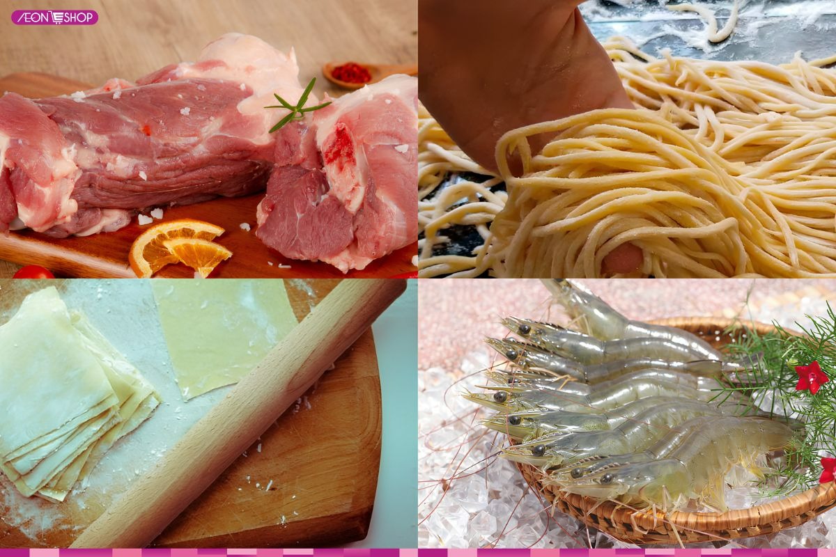 Chuẩn bị nguyên liệu nấu mì hoành thánh