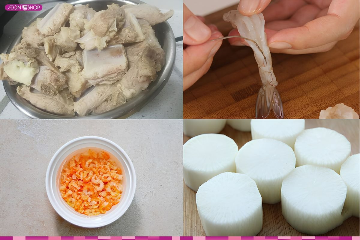 Sơ chế thịt, tôm và rau củ