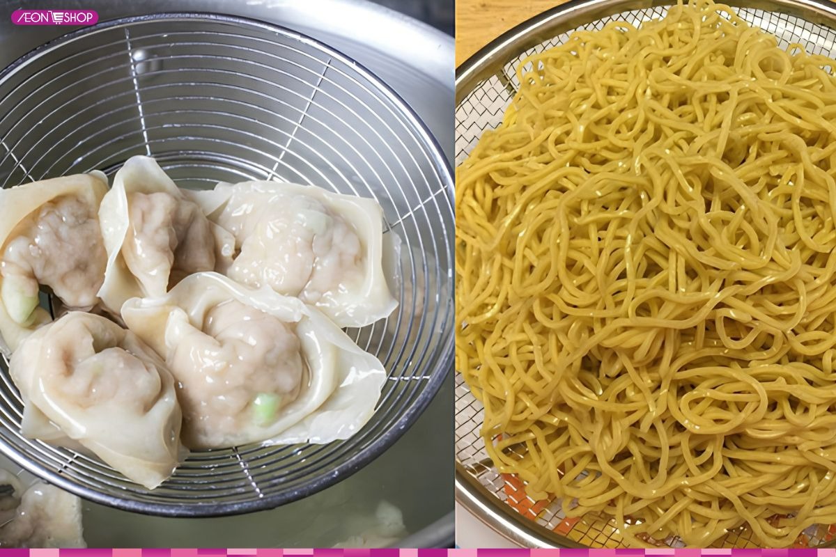 Luộc hoành thánh và trụng mì