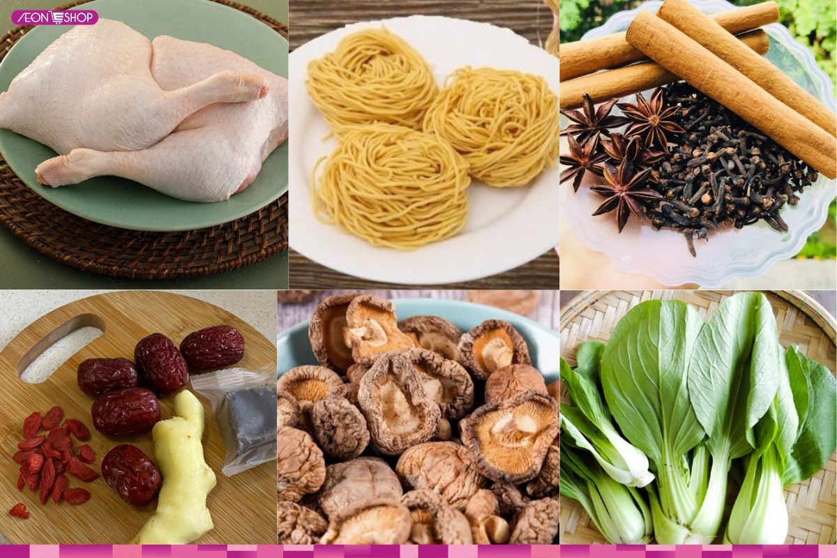 Nguyên liệu làm món mì vịt tiềm