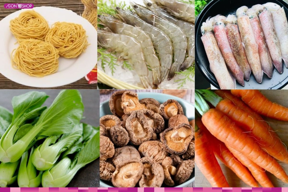Nguyên liệu làm mì xào giòn thập cẩm