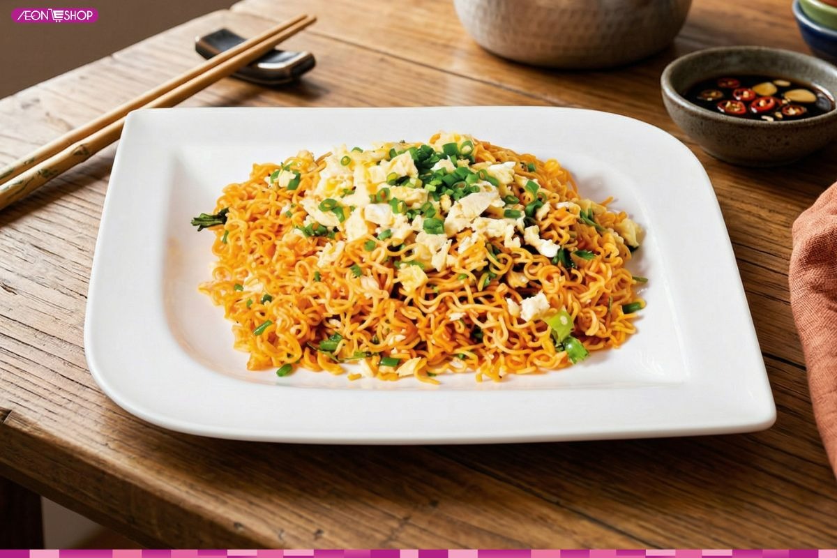 Thành phẩm món mì xào trứng thơm ngon