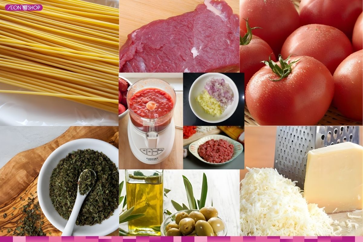 Nguyên liệu làm mì Ý sốt bò bằm